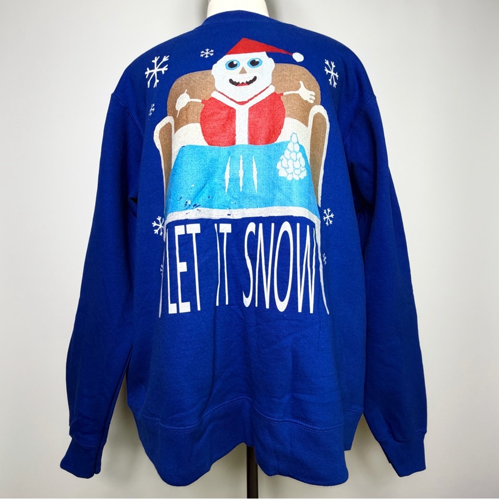 Infamous Let it snow suspicious white powder men’s Christmas Sweatshirt sz XL
